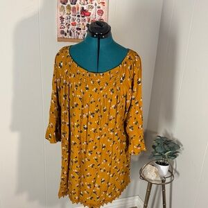 Suzanne Betro Mustard Floral Dress